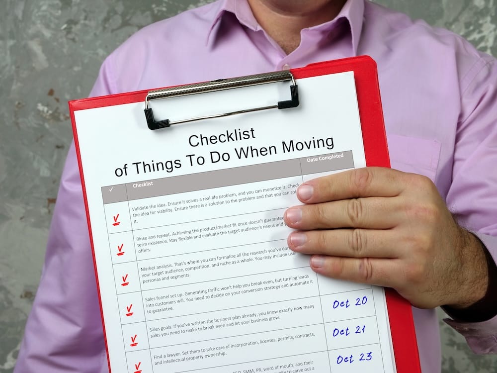 Commercial moving checklist for businesses.